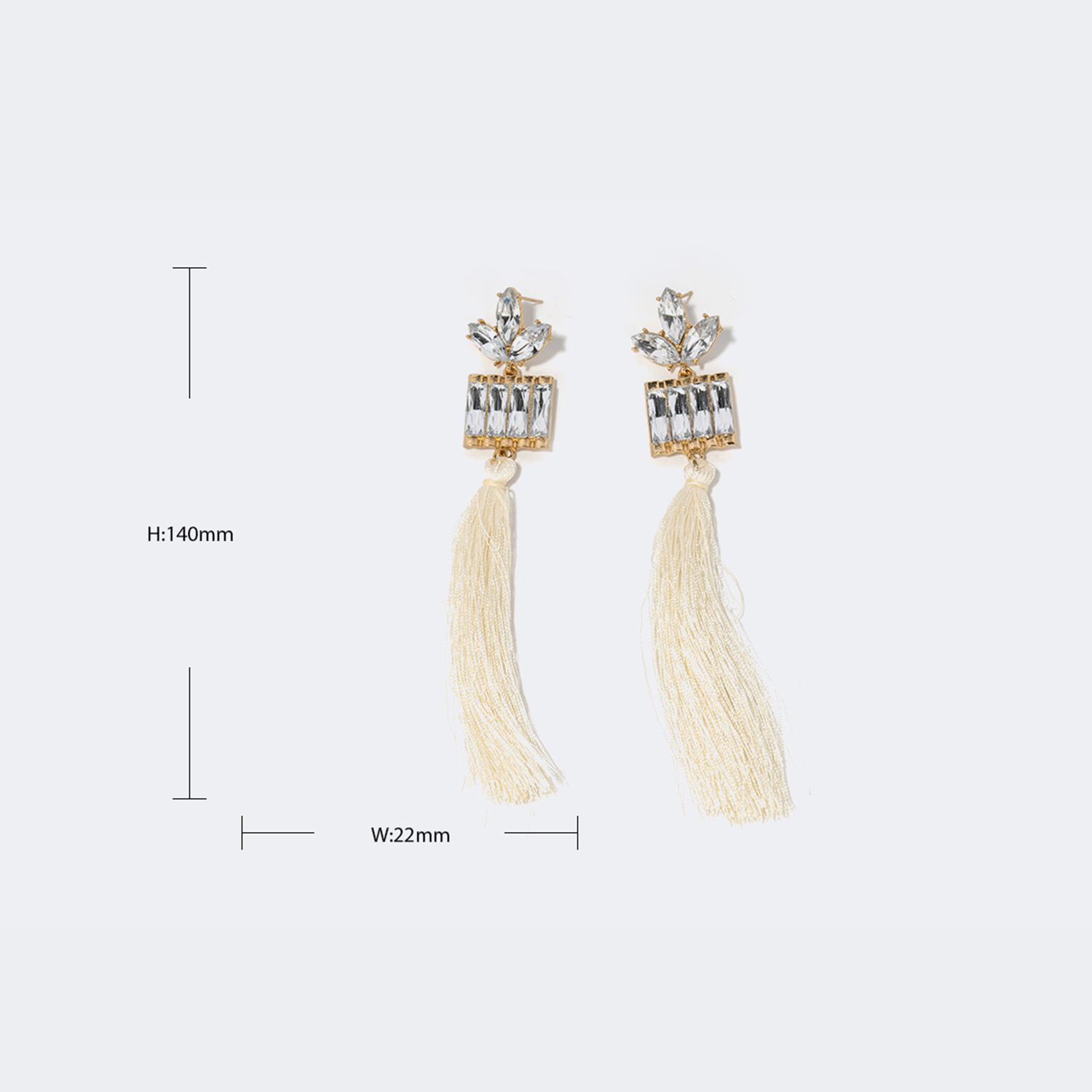 Stylish Long Tassels White Earrings2