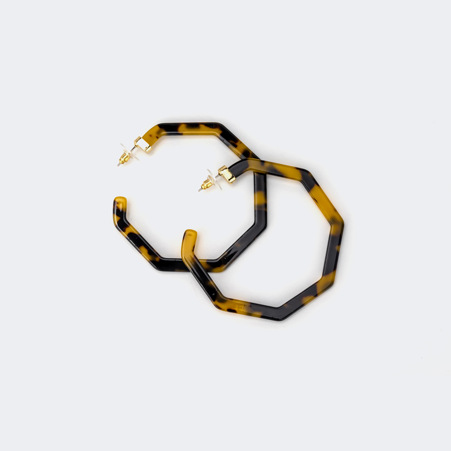 Vintage Octagon shaped Tortoise Earrings0