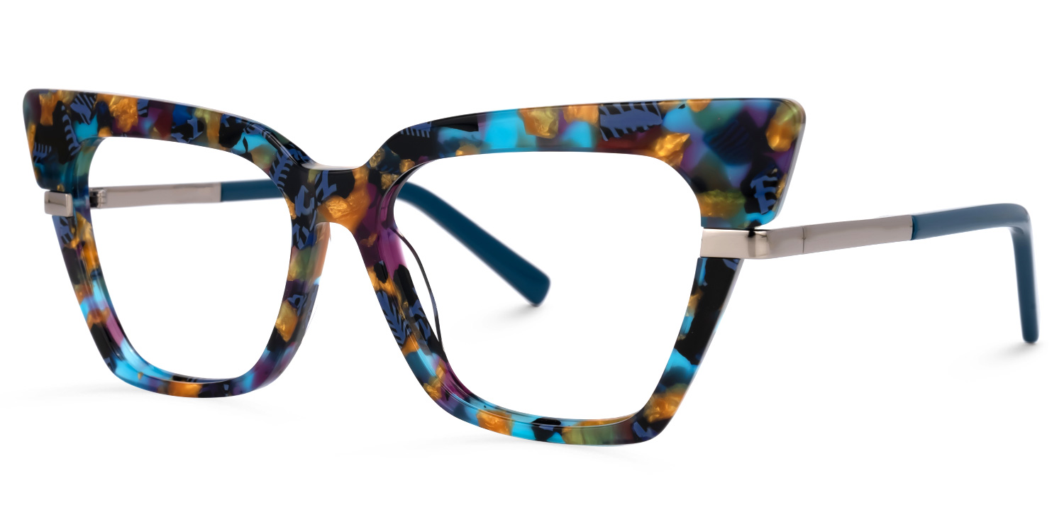 Dotson Cateye Blue-Floral Glasses1