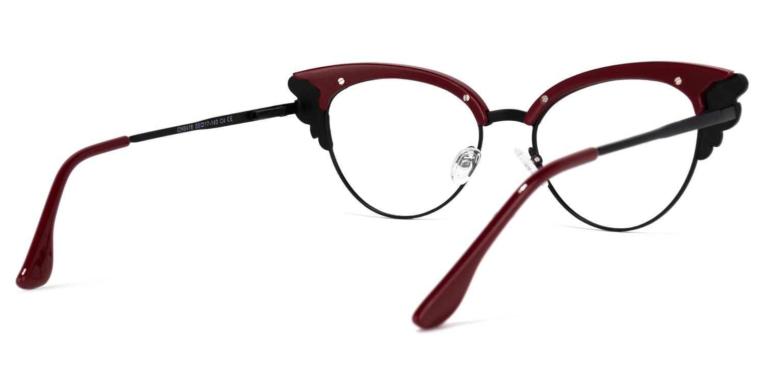 Hearn Cat Eye Dark-Red Glasses4