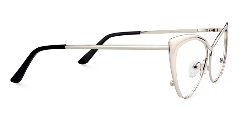Cateye Silver Glasses | Zeelool Metal Eyeglasses5