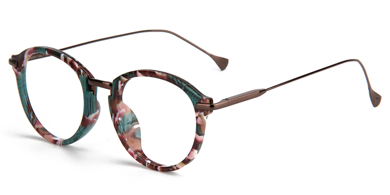 Anemone Round Green-Floral Glasses 3