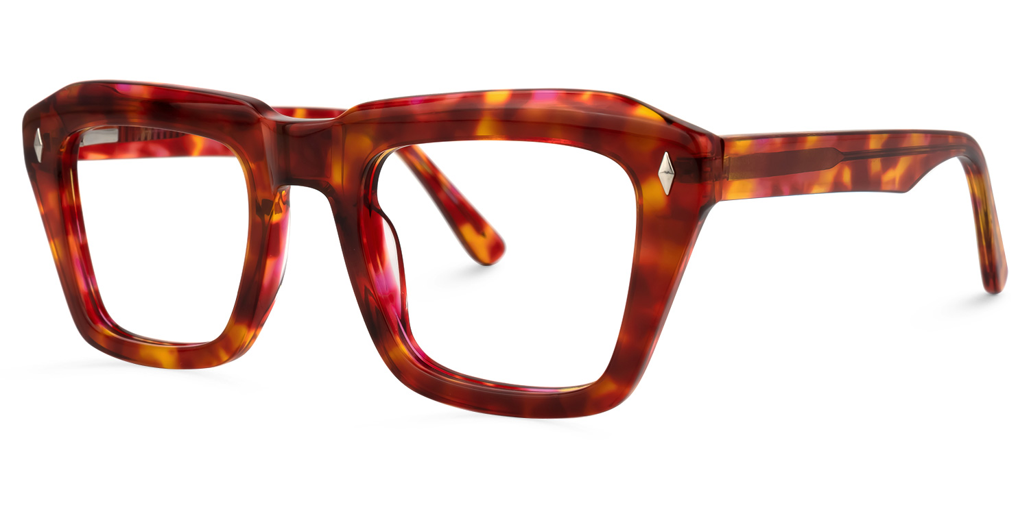 Aquino Square Red-Tortoise Glasses