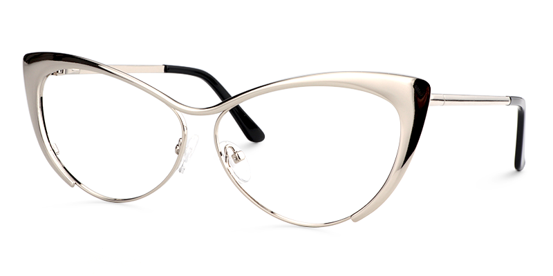 Cateye Silver Glasses | Zeelool Metal Eyeglasses4