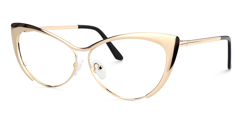 Cateye Gold Glasses | Zeelool Metal Eyeglasses4