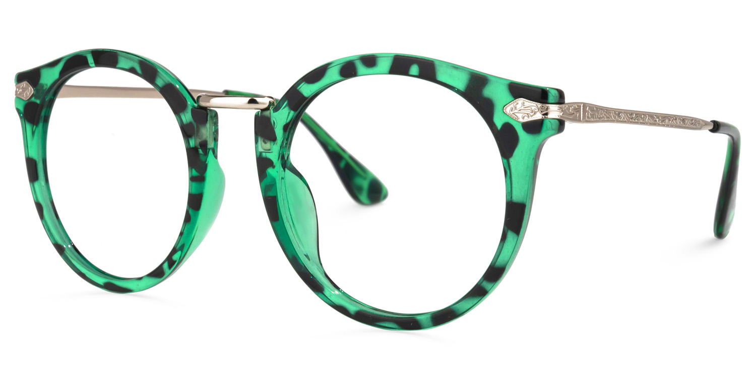 Quentina Round Green Glasses1
