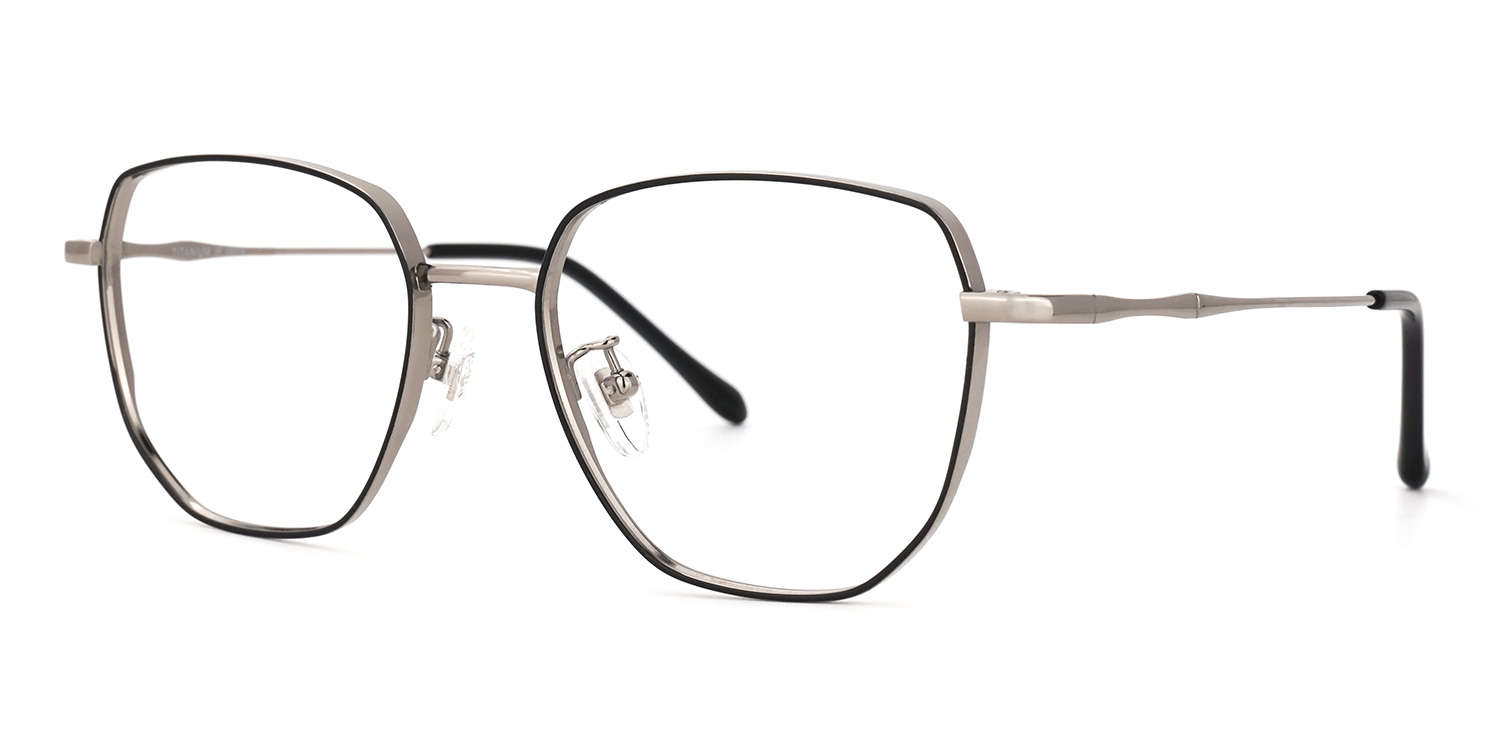 ZEELOOL Owens Geometric Black-Silver Glasses
