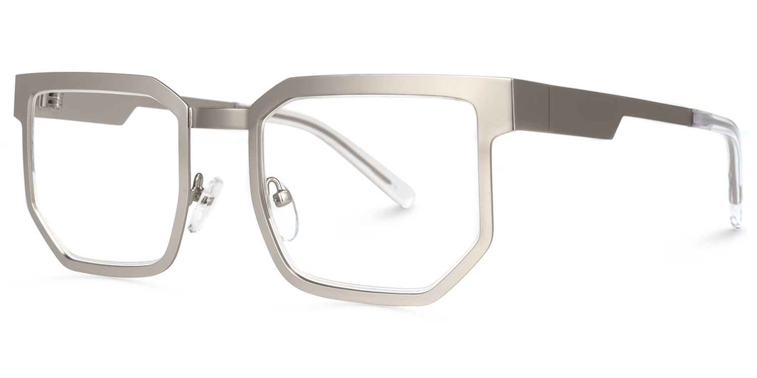 ZEELOOL Barber Geometric Silver Glasses