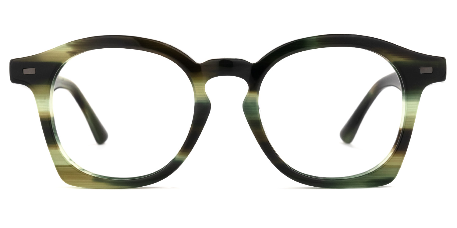 Natilus Round Green-Stripe Glasses