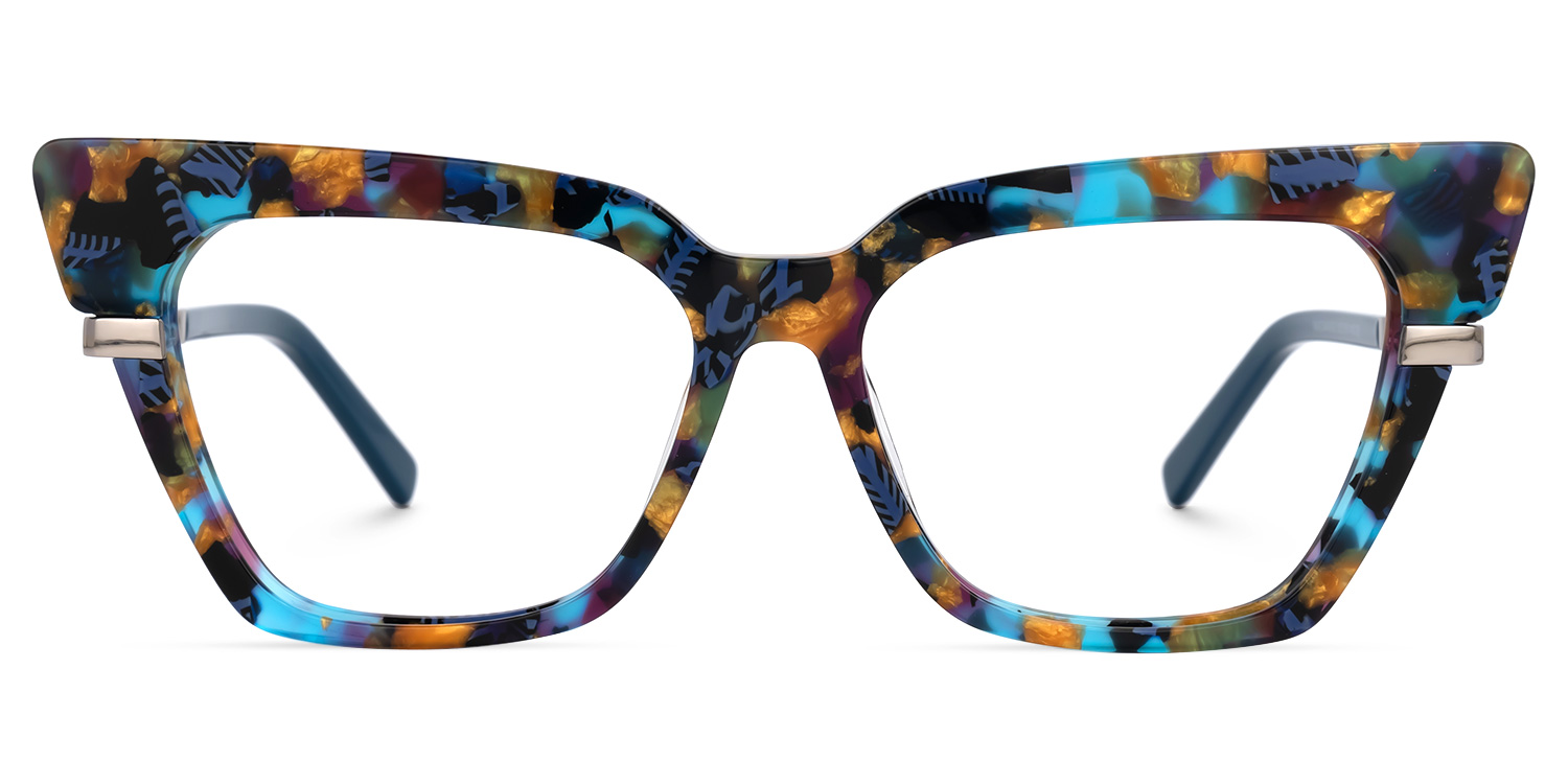 Dotson Cateye Blue-Floral Glasses0
