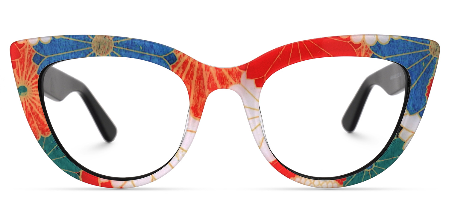 Makie Cateye Blue-Floral Glasses good-img
