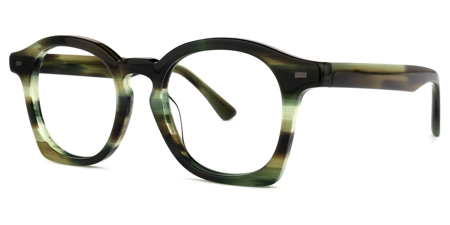 ZEELOOL Natilus Round Green-Stripe Glasses