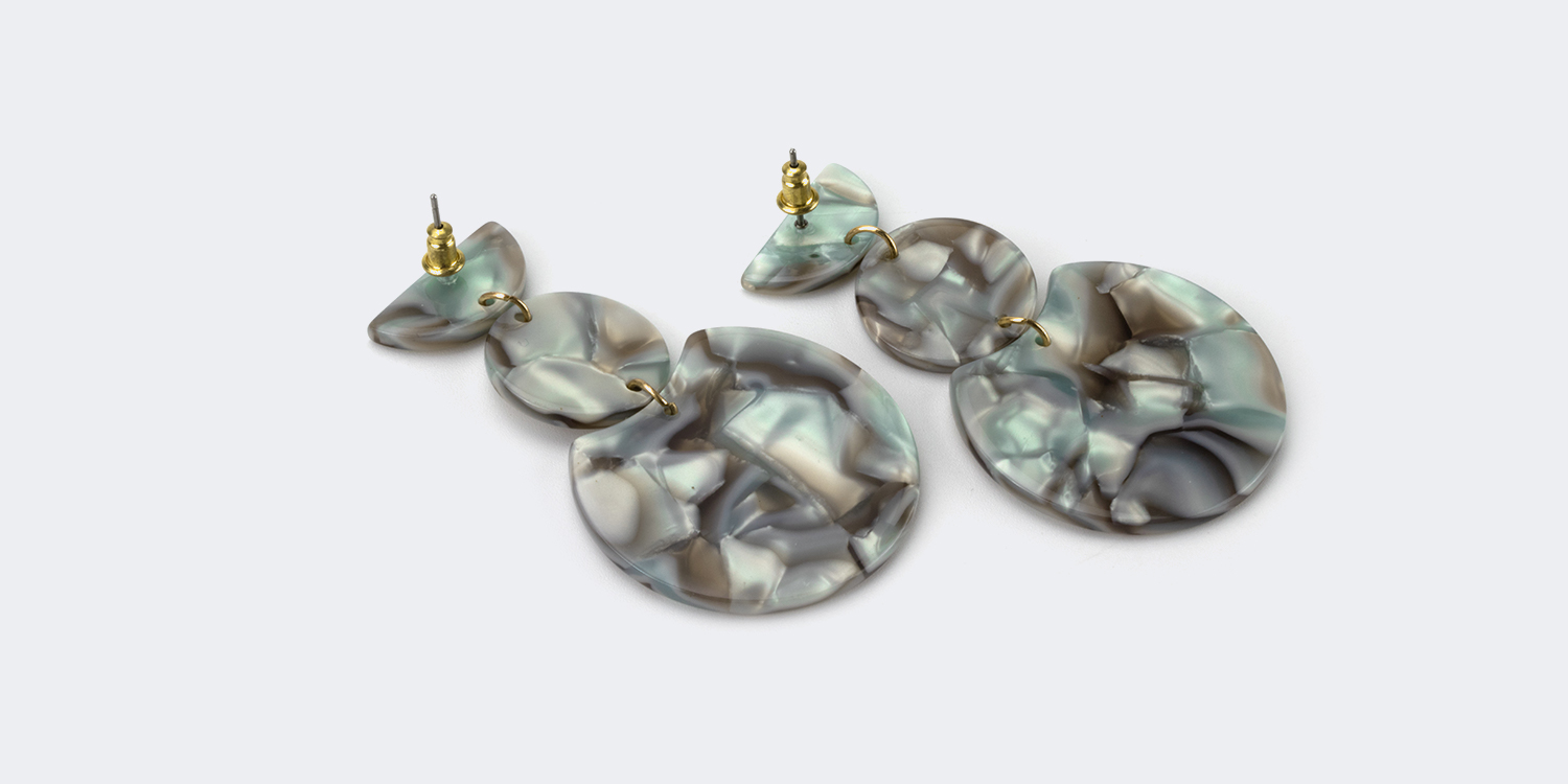 Stylish Geometric shaped Gray Floral-print Earrings1