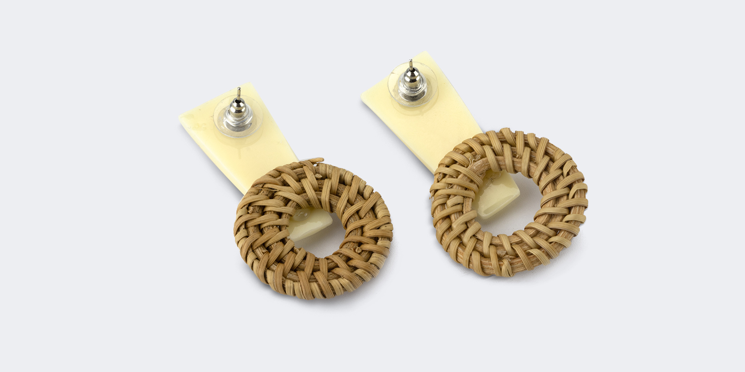 Stylish Weave Round Shaped Ivory White Earrings1