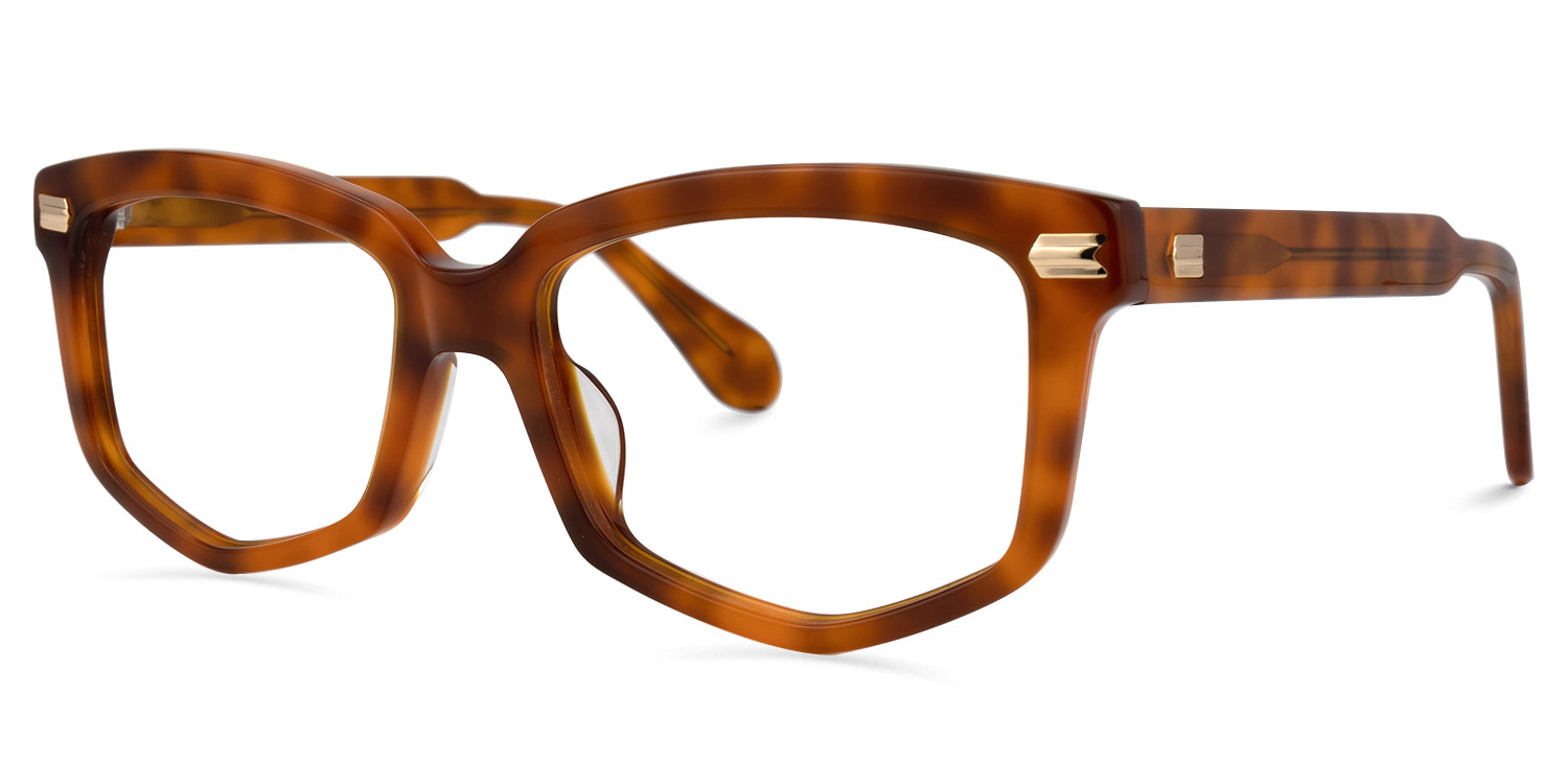 ZEELOOL Geri Geometric Brown Glasses