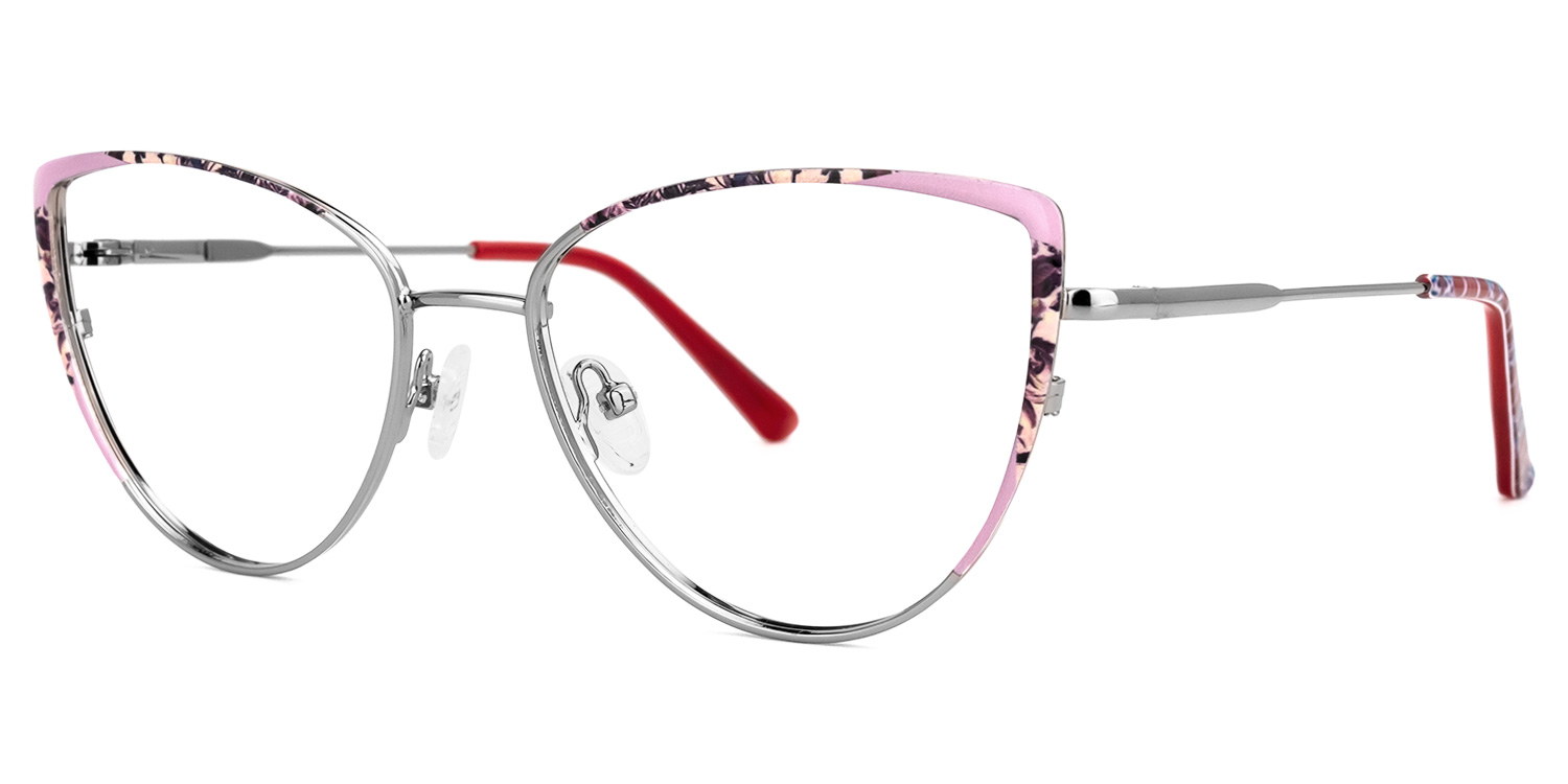 ZEELOOL Mesha Cateye Pink-Floral Glasses