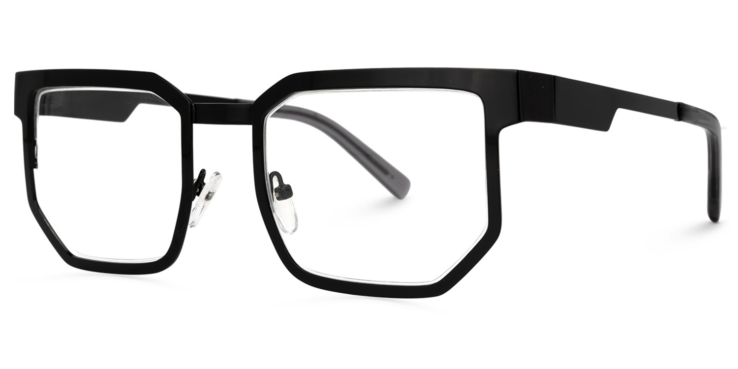 ZEELOOL Barber Geometric Black Glasses