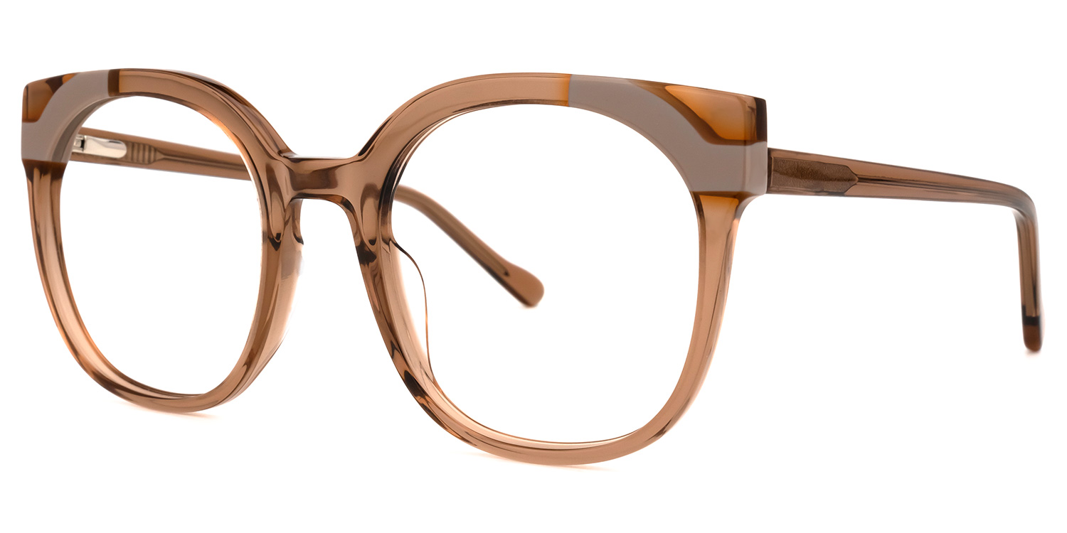 ZEELOOL Nereida Round Brown Glasses