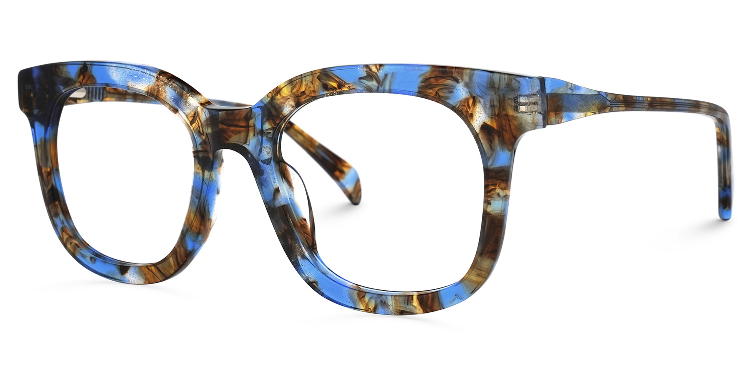 ZEELOOL Lynette Square Blue-Floral Glasses