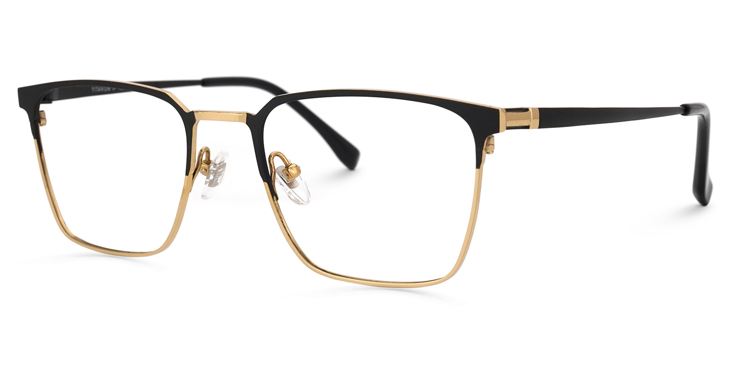 ZEELOOL Lyken Square Black-Gold Glasses