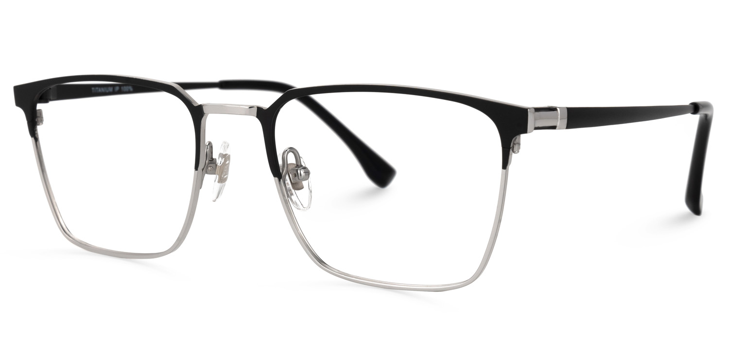 ZEELOOL Khadajah Square Black-Silver Glasses