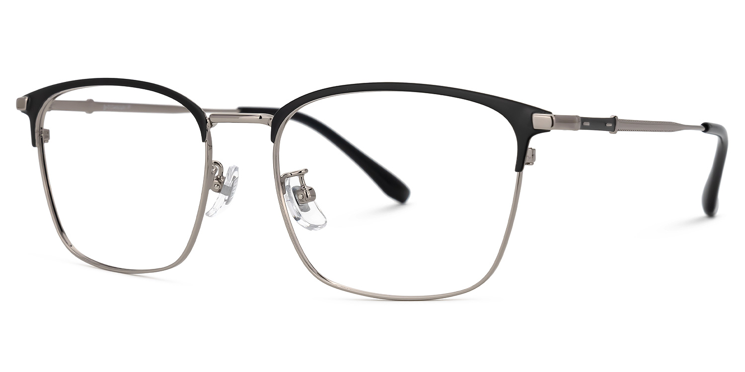 ZEELOOL Stanage Browline Silver Glasses