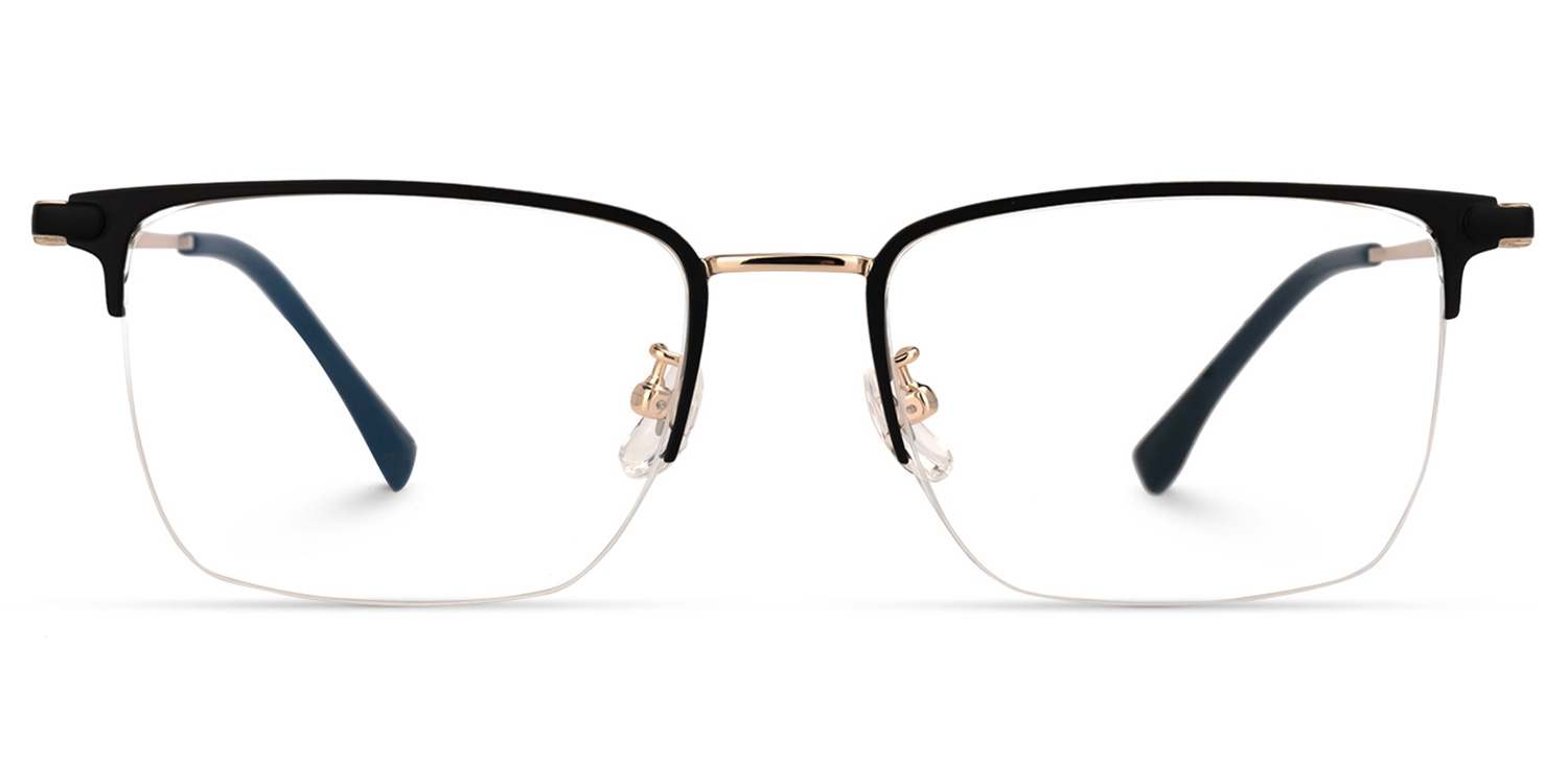 Delfina Rectangle Black-Gold Glasses