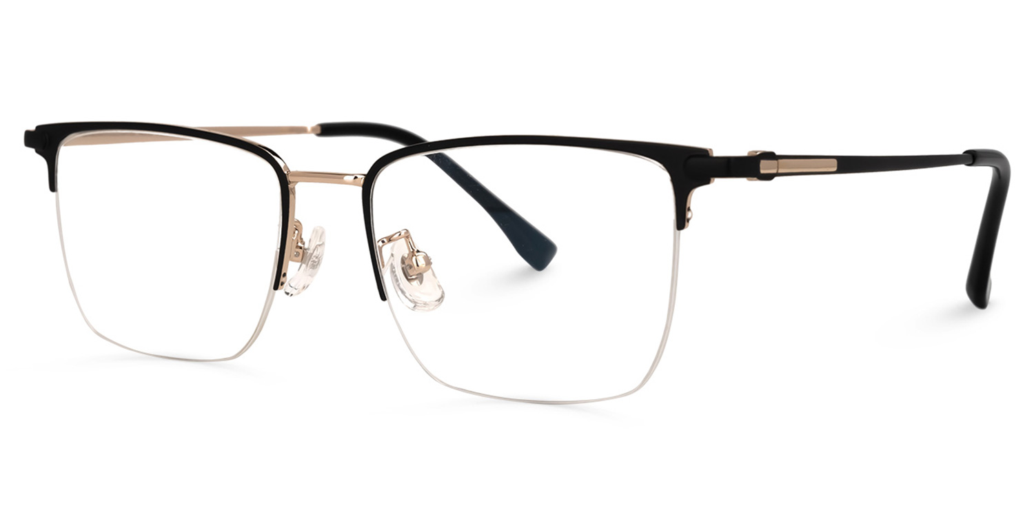 ZEELOOL Delfina Rectangle Black-Gold Glasses