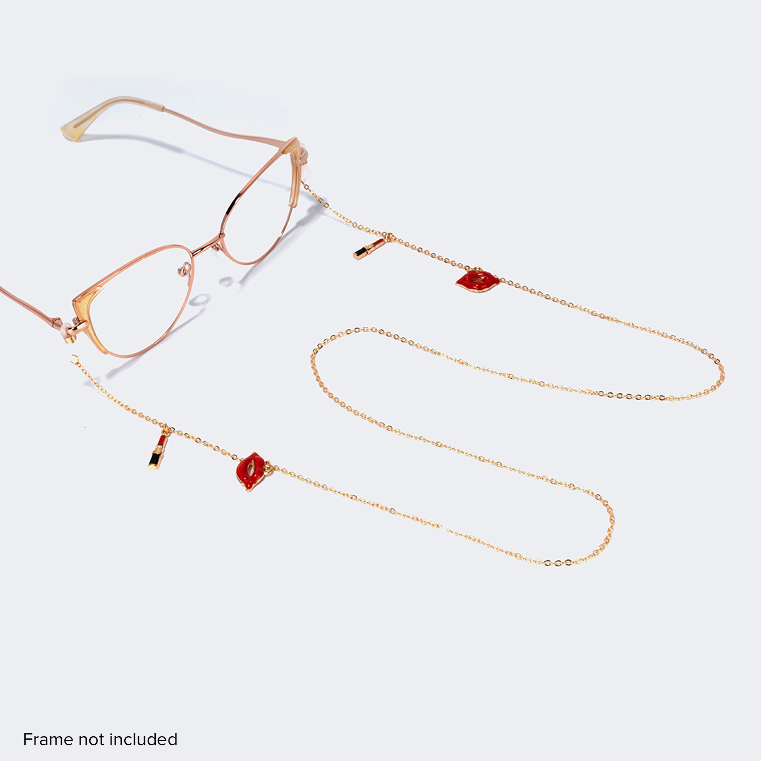 Stylish Red-Lips Lipstick Gold Chain0