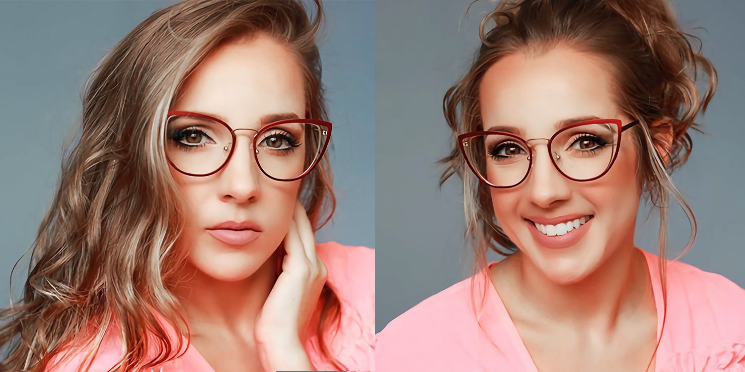 ZEELOOL Eras Cateye Red&Gold Glasses