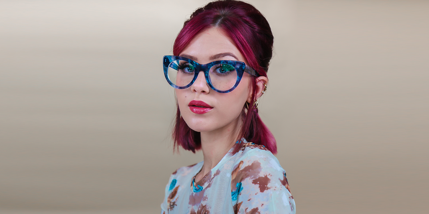 Starry Cateye Blue Glasses1